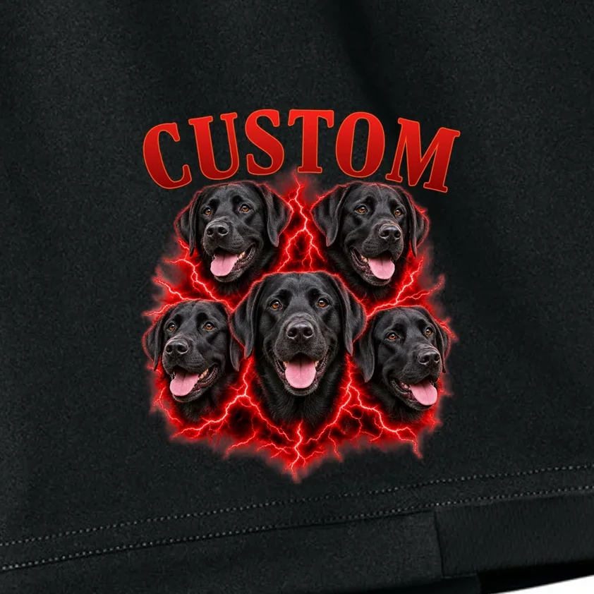 Custom Dog Portrait T-shirt - Personalized Pet Photo Graphic Tee Kids Shorts - Front - Close-up