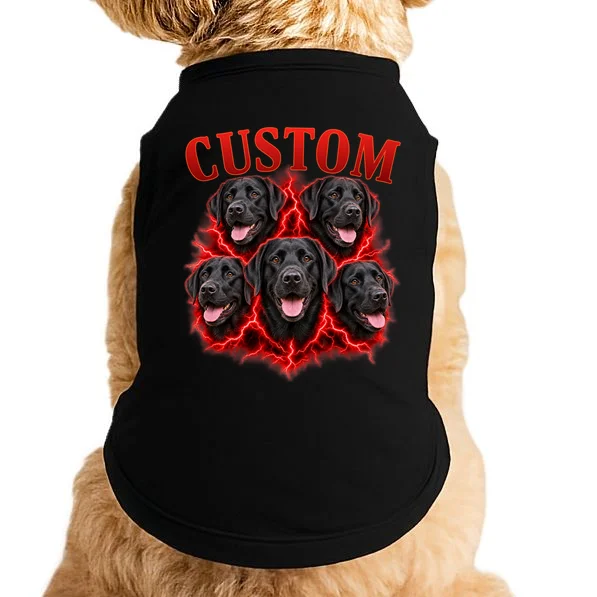 Custom Dog Portrait T-shirt - Personalized Pet Photo Graphic Tee Doggie Tank Front