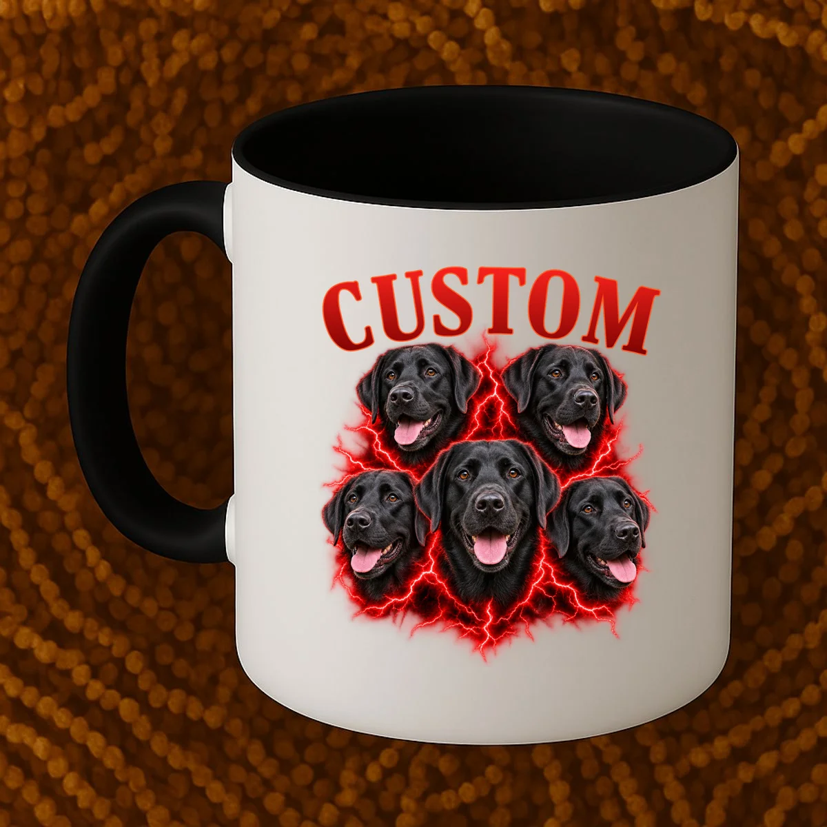 Custom Dog Portrait T-shirt - Personalized Pet Photo Graphic Tee Mug - Front 1