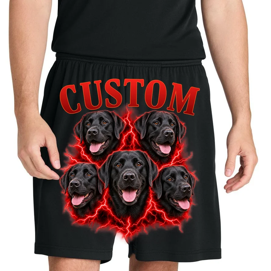 Custom Dog Portrait T-shirt - Personalized Pet Photo Graphic Tee Men's Shorts - Front 1