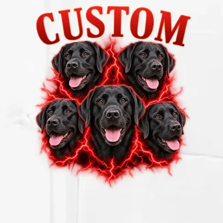 Custom Dog Portrait T-shirt - Personalized Pet Photo Graphic Tee Men's Chef Coat - Front - Close-up
