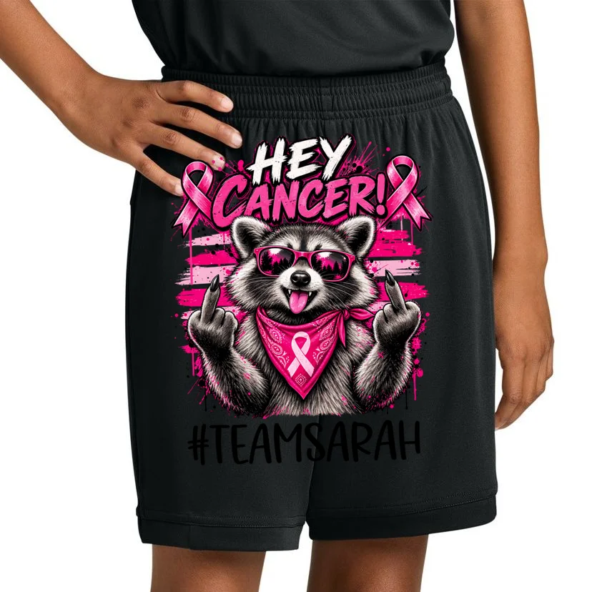 Hey Cancer Custom Breast Cancer Awareness Custom Name Kids Shorts - Front 1