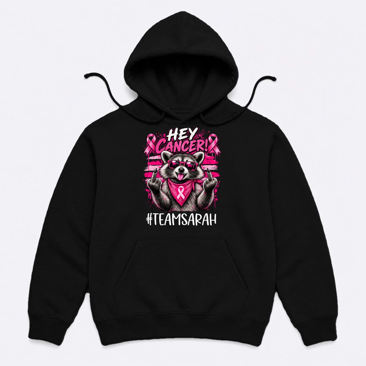 Hey Cancer Custom Breast Cancer Awareness Custom Name Men's Hoodie - Front