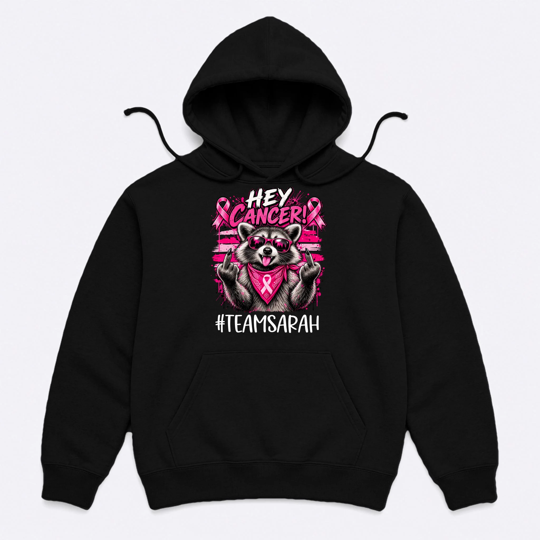Hey Cancer Custom Breast Cancer Awareness Custom Name Men's Hoodie - Front