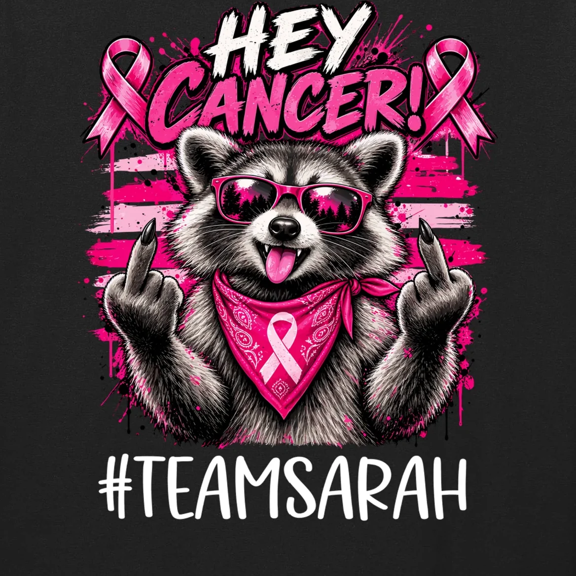 Hey Cancer Custom Breast Cancer Awareness Custom Name Men's Long Sleeve Shirt - Front - Close-up