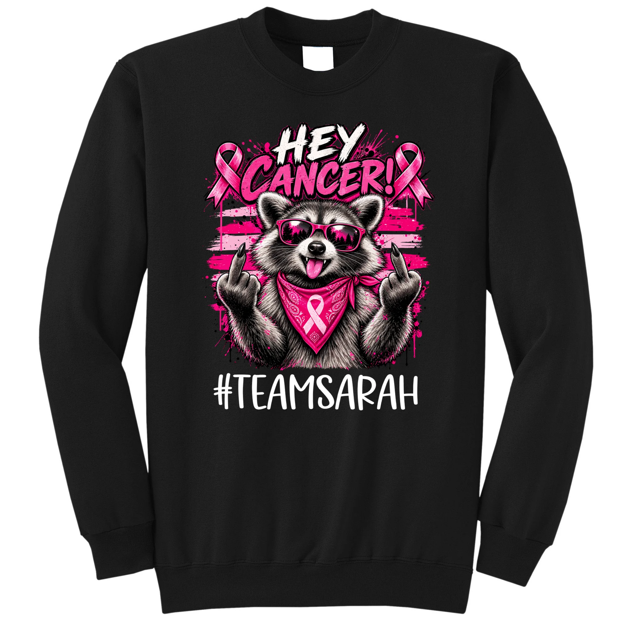 Hey Cancer Custom Breast Cancer Awareness Custom Name Men's Sweatshirt - Front