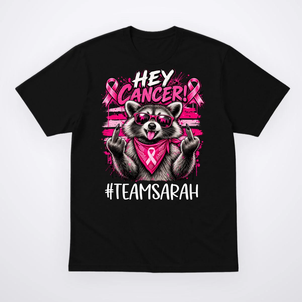 Hey Cancer Custom Breast Cancer Awareness Custom Name Men's T-Shirt - Front