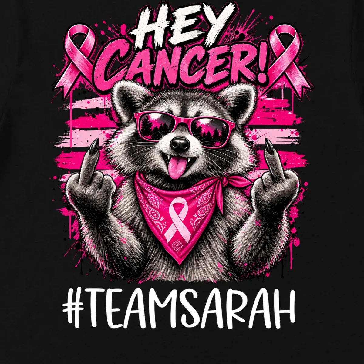 Hey Cancer Custom Breast Cancer Awareness Custom Name Men's T-Shirt - Front - Close-up