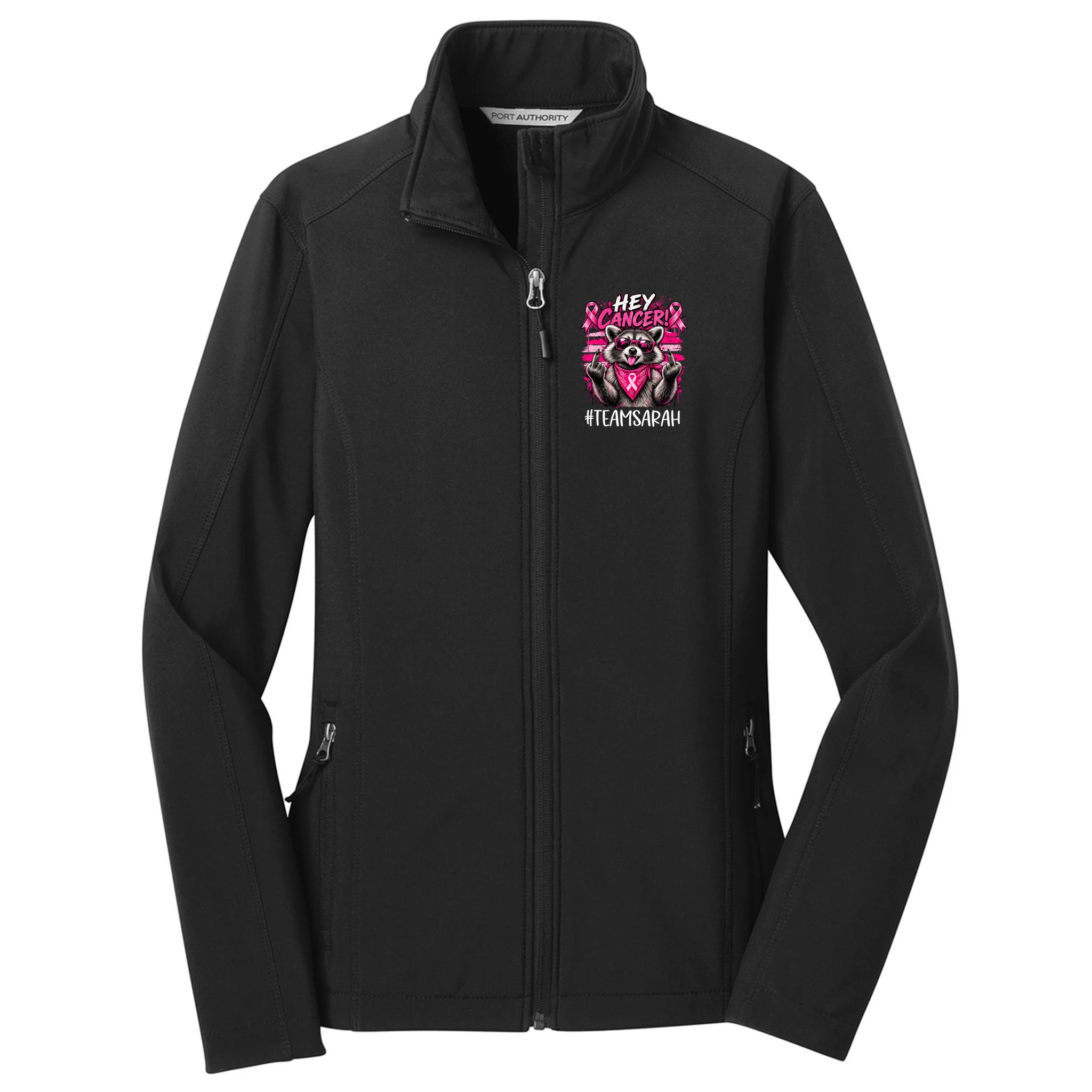 Hey Cancer Custom Breast Cancer Awareness Custom Name Women's Soft Jacket - Front