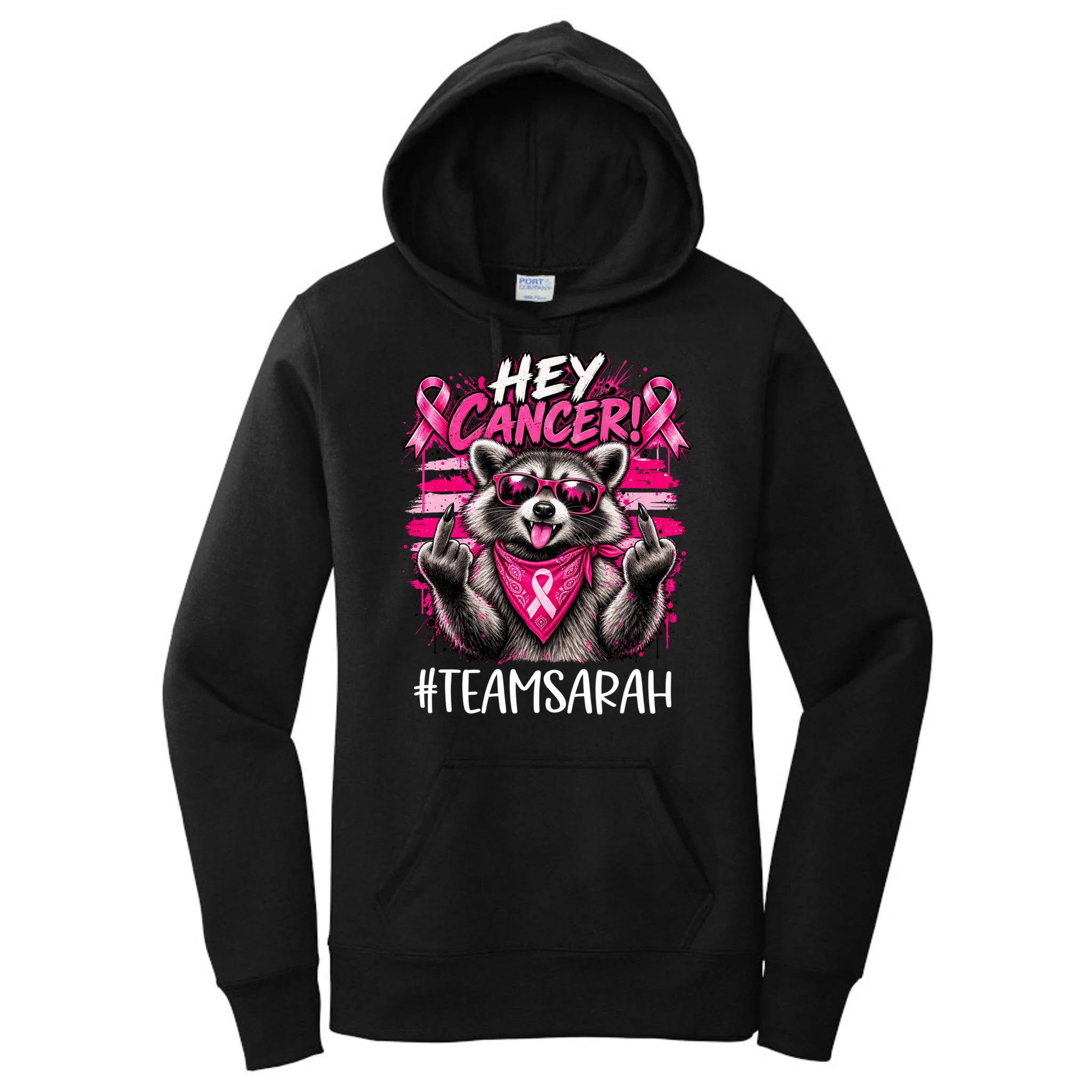 Hey Cancer Custom Breast Cancer Awareness Custom Name Women's Pullover Hoodie - Front