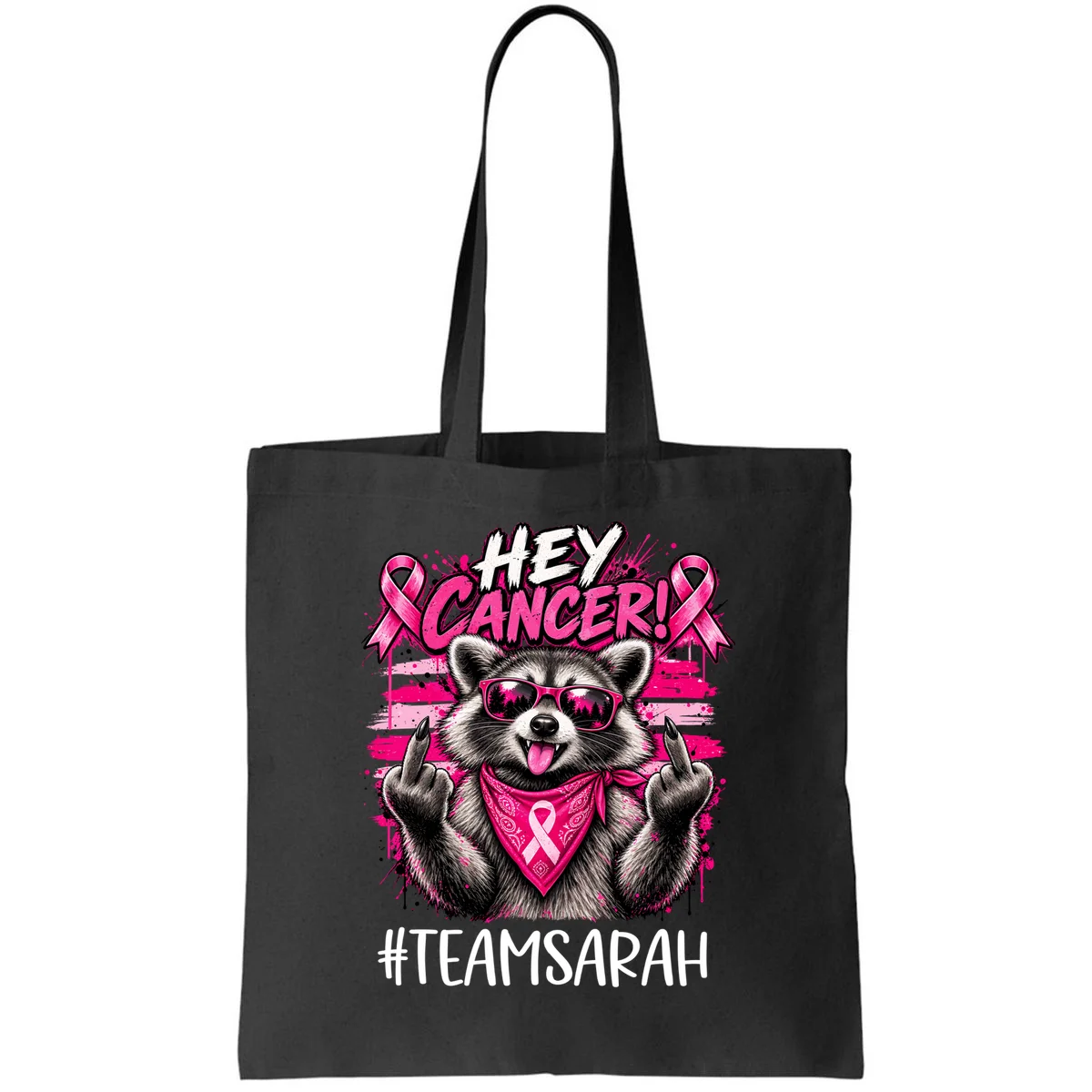 Hey Cancer Custom Breast Cancer Awareness Custom Name Tote Bag - Front