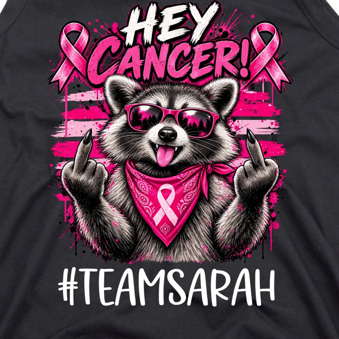 Hey Cancer Custom Breast Cancer Awareness Custom Name Men's Tank Top - Front - Close-up