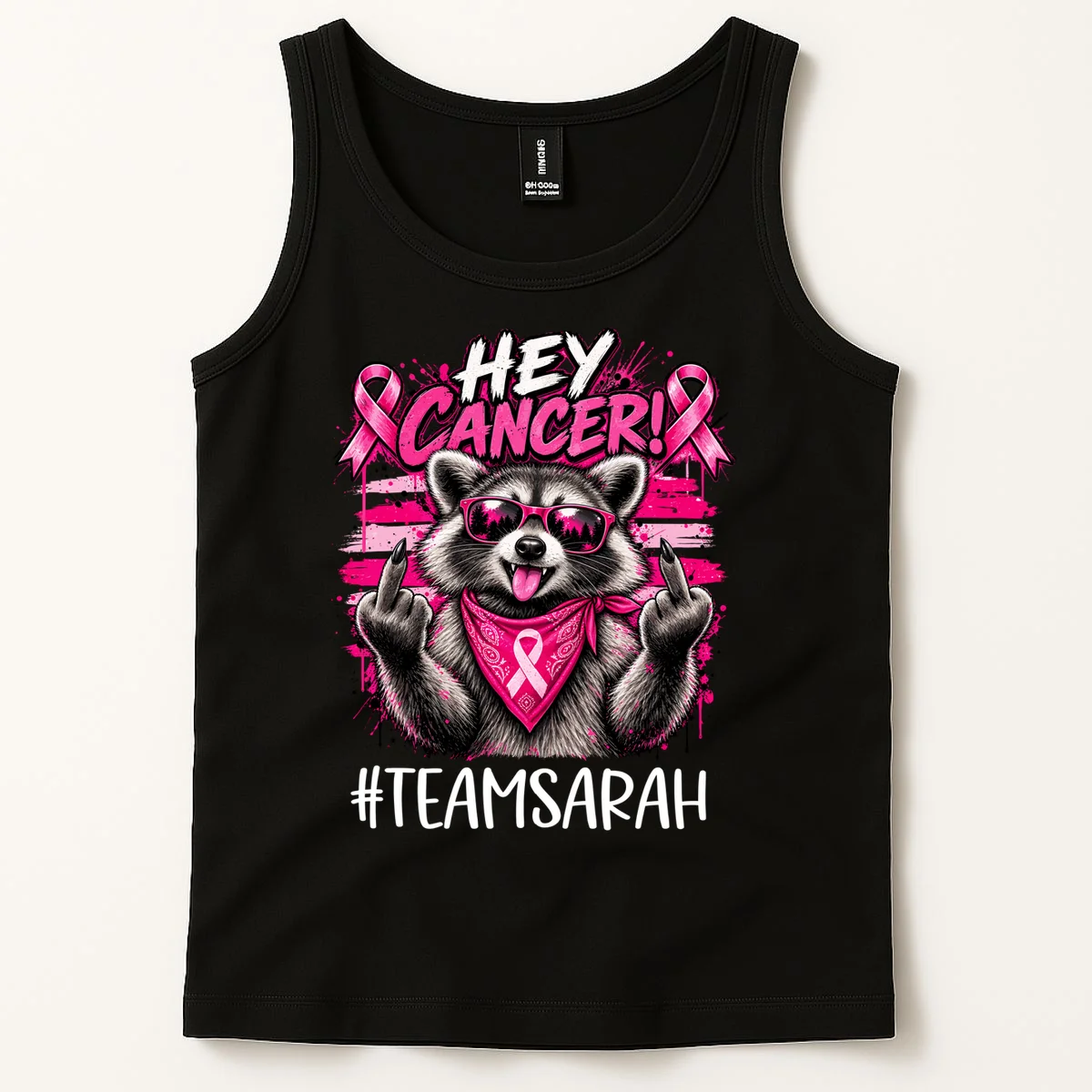 Hey Cancer Custom Breast Cancer Awareness Custom Name Tank Top - Front 1