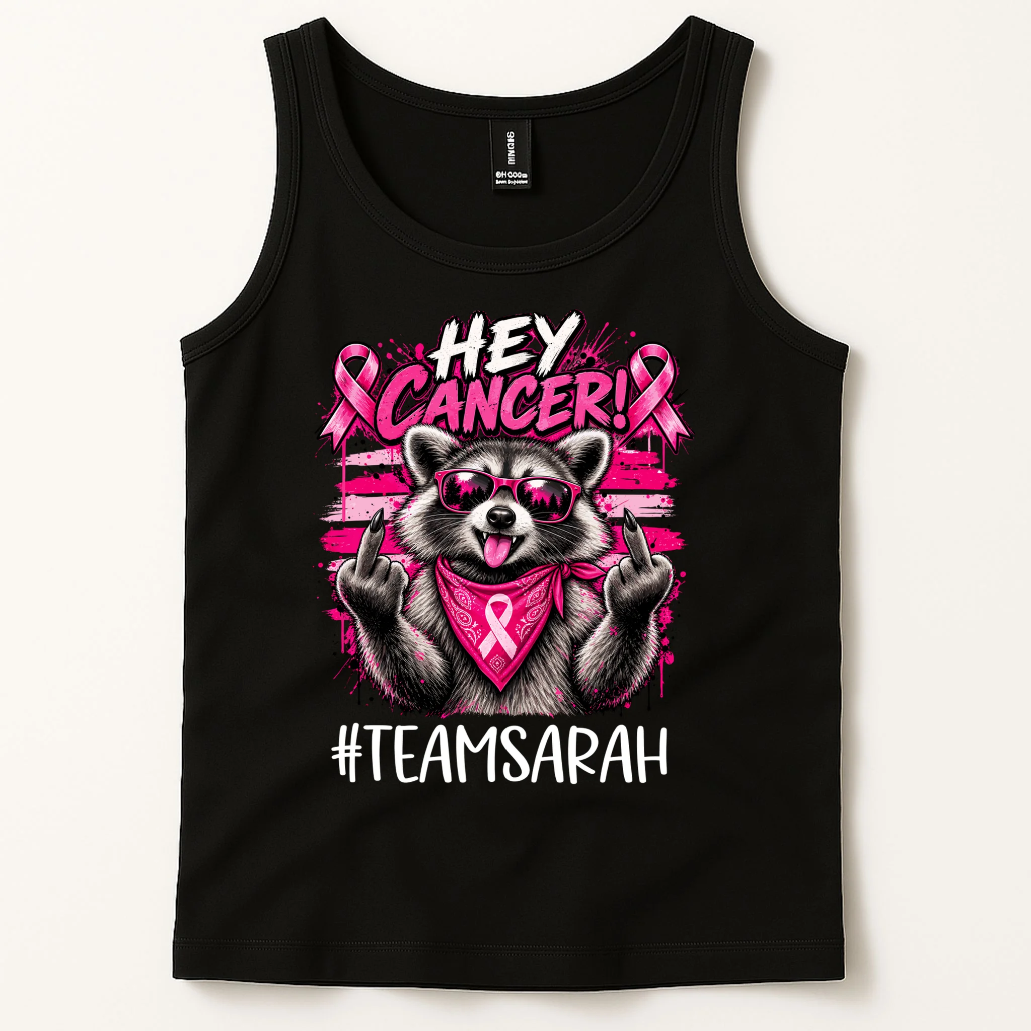 Hey Cancer Custom Breast Cancer Awareness Custom Name Men's Tank Top - Front 1