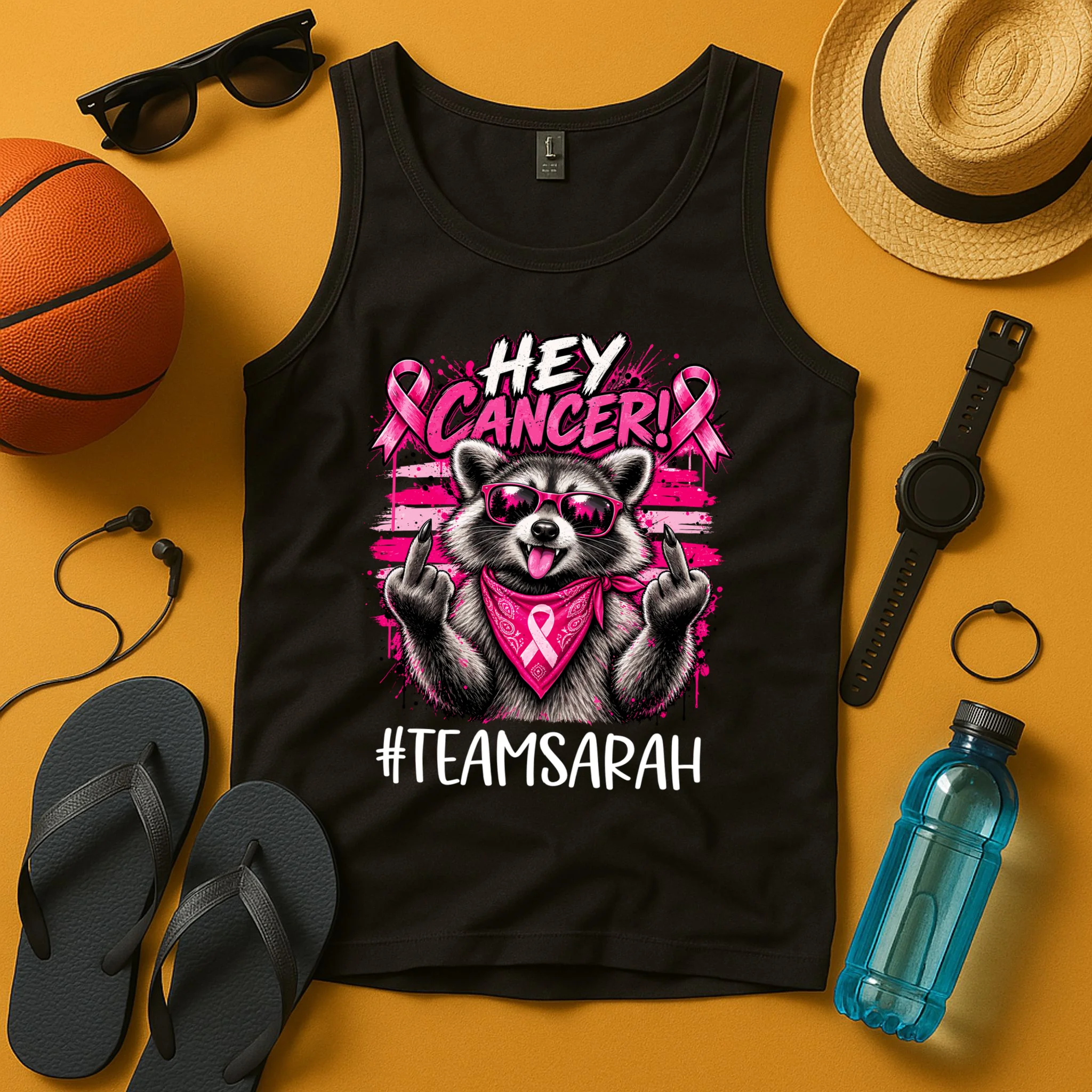 Hey Cancer Custom Breast Cancer Awareness Custom Name Men's Tank Top - Front 3
