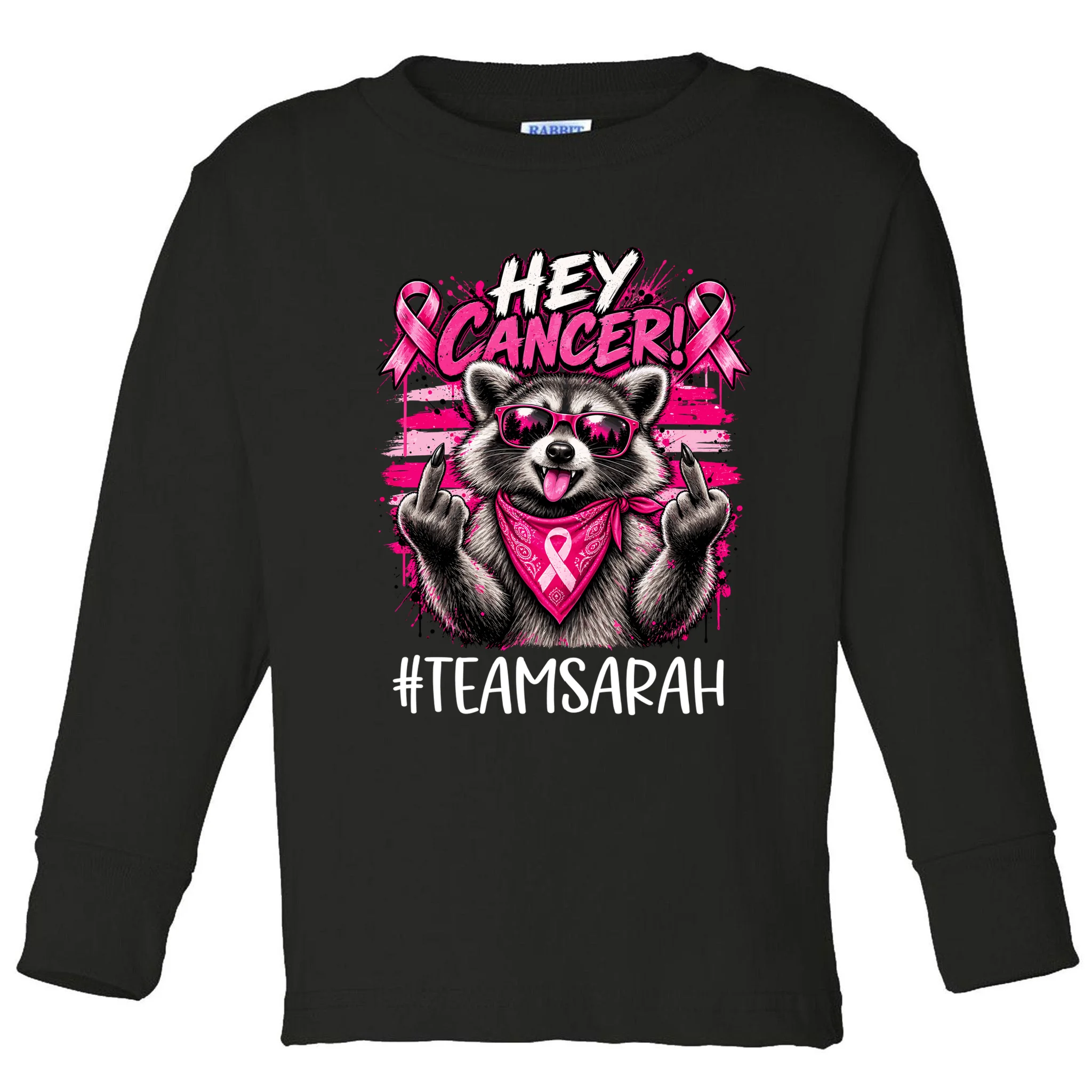 Hey Cancer Custom Breast Cancer Awareness Custom Name Toddler Long Sleeve Shirt - Front