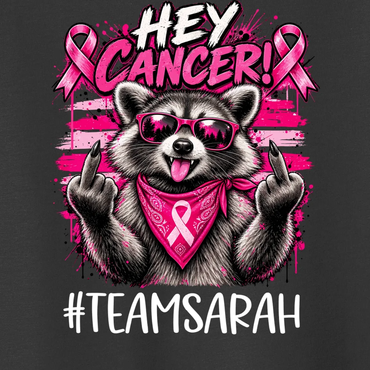 Hey Cancer Custom Breast Cancer Awareness Custom Name Toddler T-Shirt - Front - Close-up