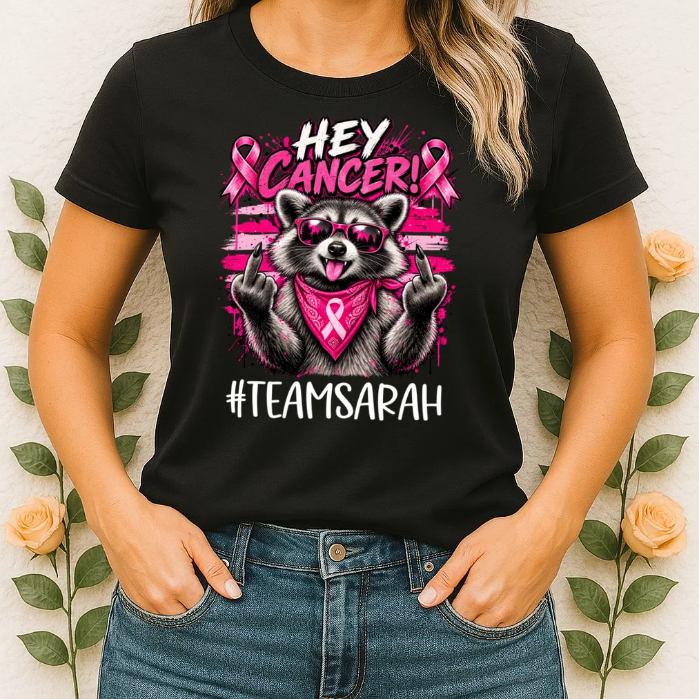 Hey Cancer Custom Breast Cancer Awareness Custom Name Women's T-Shirt - Front 1