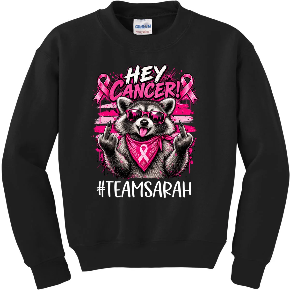 Hey Cancer Custom Breast Cancer Awareness Custom Name Kids Sweatshirt - Front