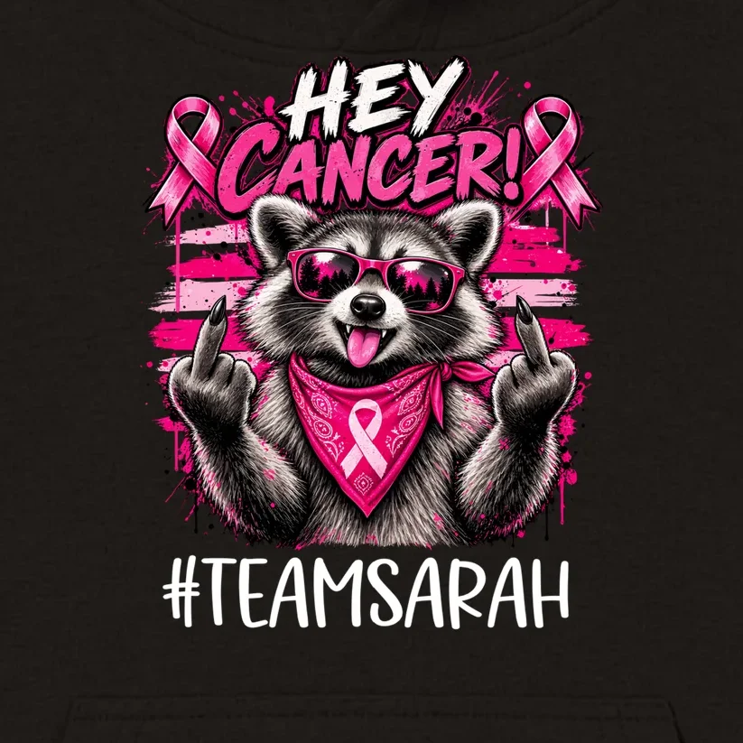 Hey Cancer Custom Breast Cancer Awareness Custom Name Kids Hoodie - Front - Close-up