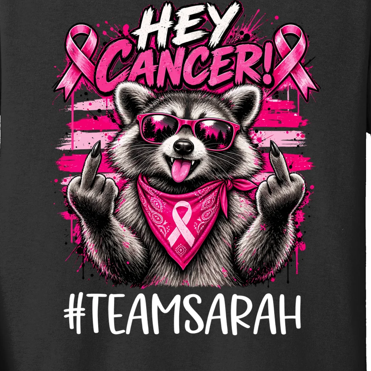 Hey Cancer Custom Breast Cancer Awareness Custom Name Kids Long Sleeve Shirt - Front - Close-up