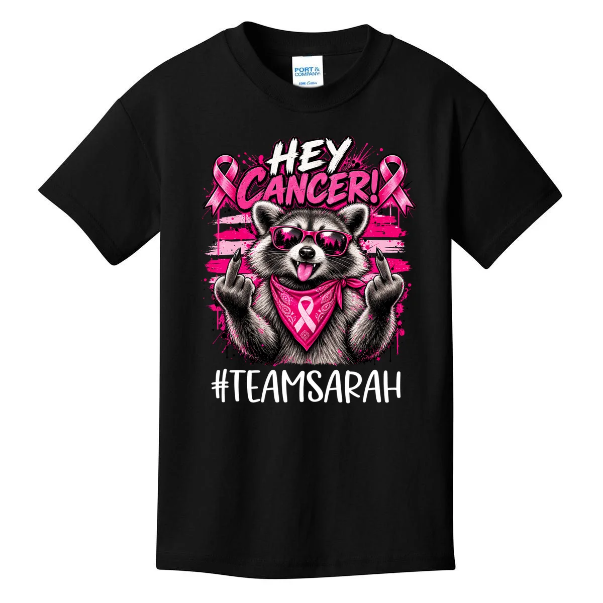 Hey Cancer Custom Breast Cancer Awareness Custom Name Kids T-Shirt - Front