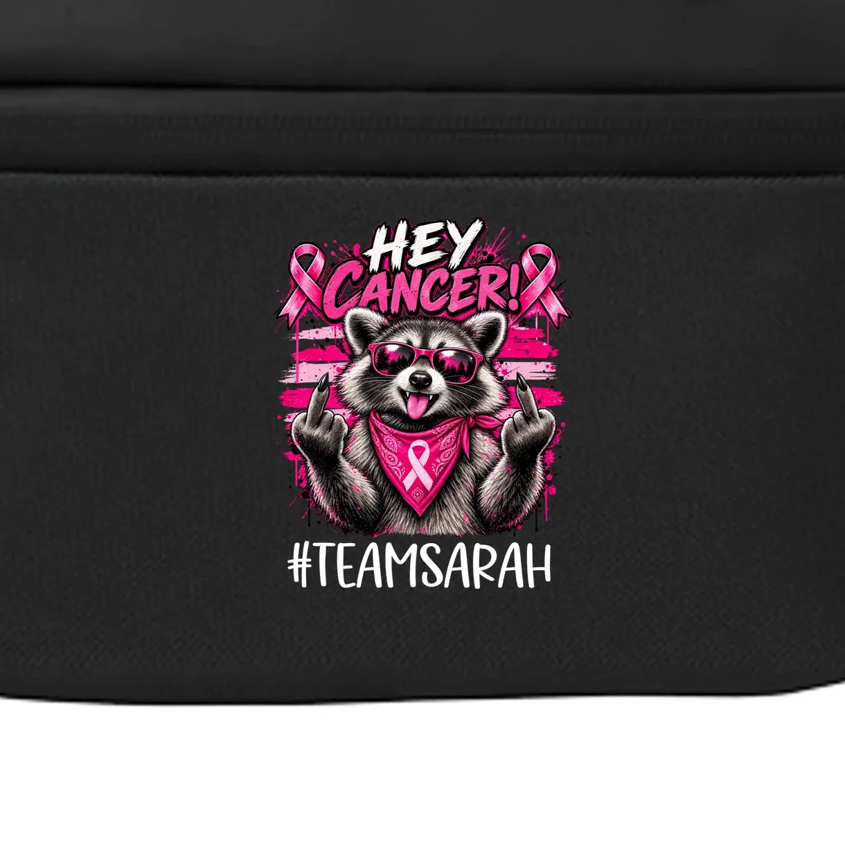 Hey Cancer Custom Breast Cancer Awareness Custom Name Crossbody - Front - Close-up