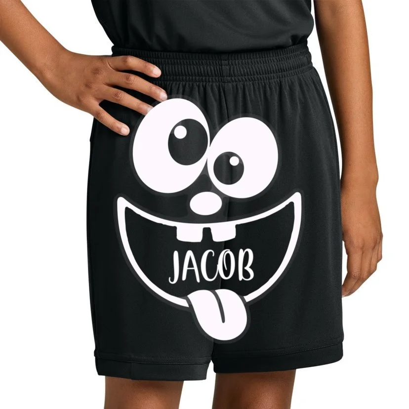 Halloween Monster Name Personalized Custom Gift - Cute Monster Face Custom Design Kids Shorts - Front 1