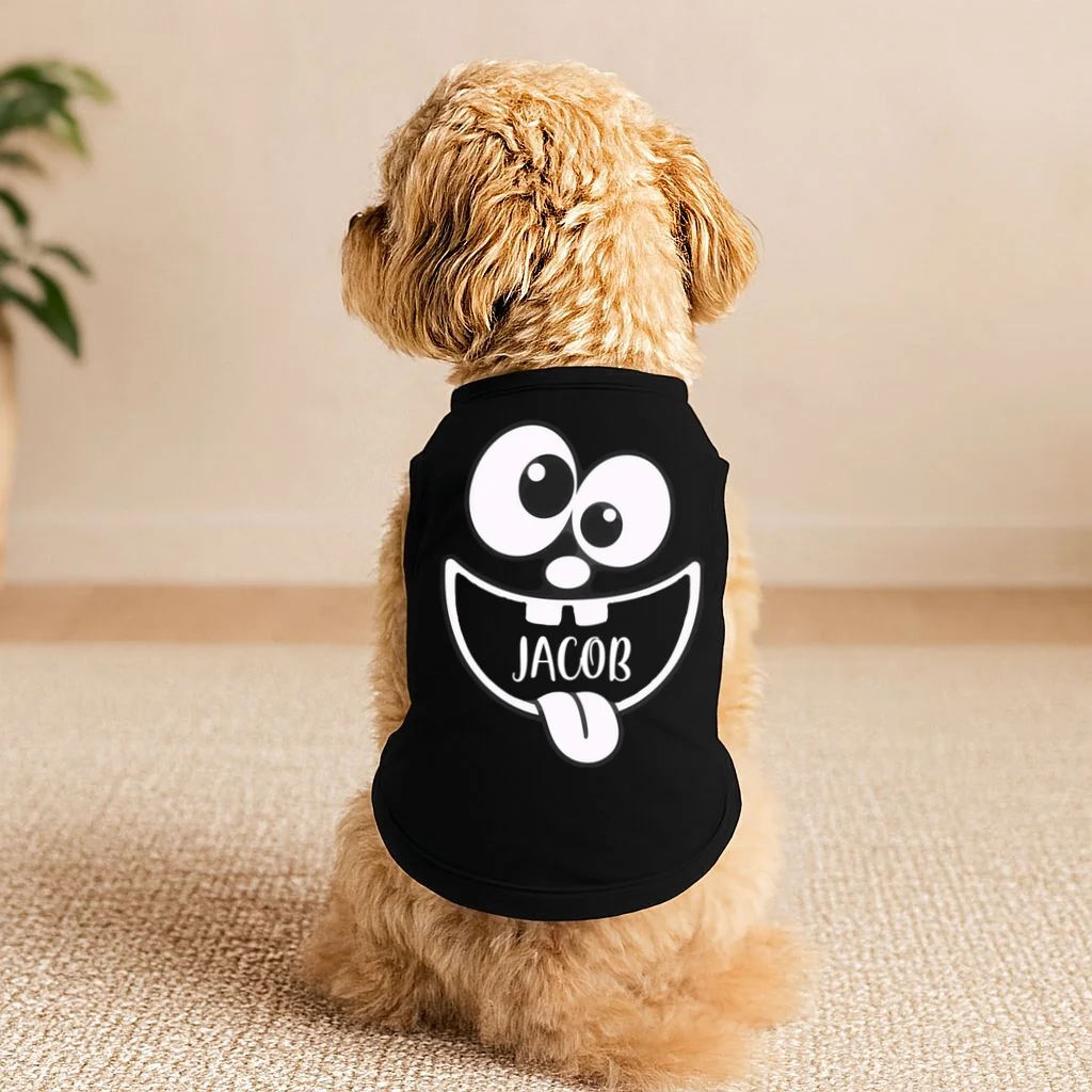 Halloween Monster Name Personalized Custom Gift - Cute Monster Face Custom Design Doggie Tank - Front 1
