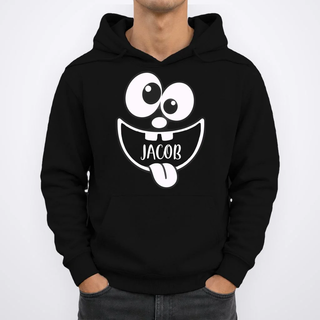 Halloween Monster Name Personalized Custom Gift - Cute Monster Face Custom Design Men's Hoodie - Front 1