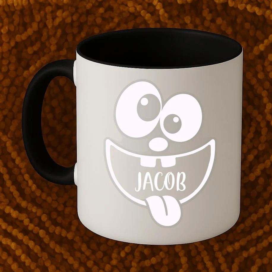 Halloween Monster Name Personalized Custom Gift - Cute Monster Face Custom Design Mug - Front 1