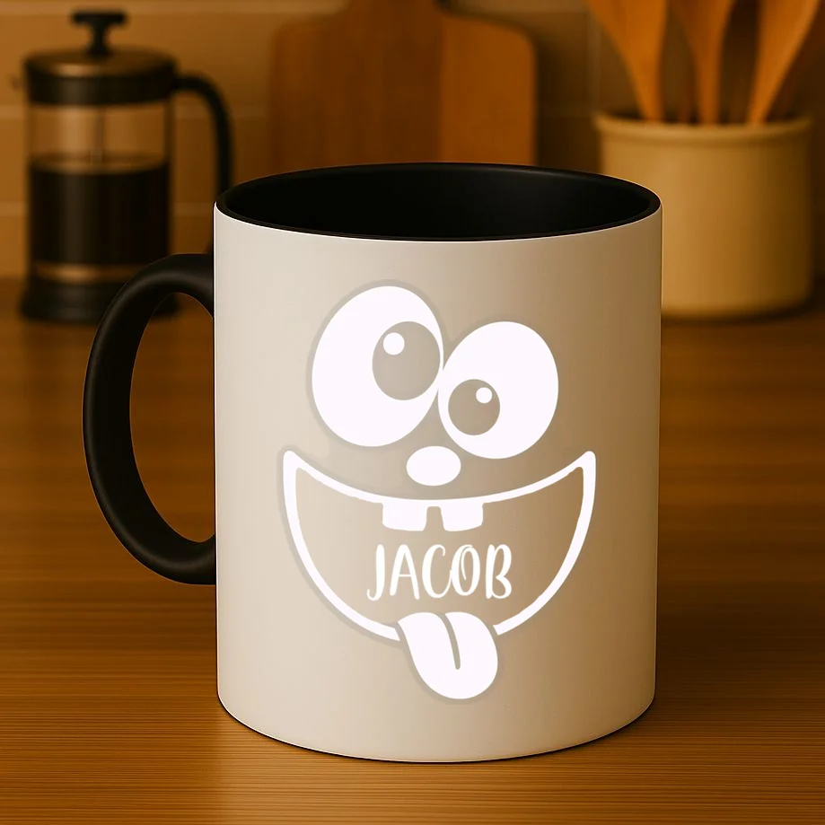 Halloween Monster Name Personalized Custom Gift - Cute Monster Face Custom Design Mug - Front 3