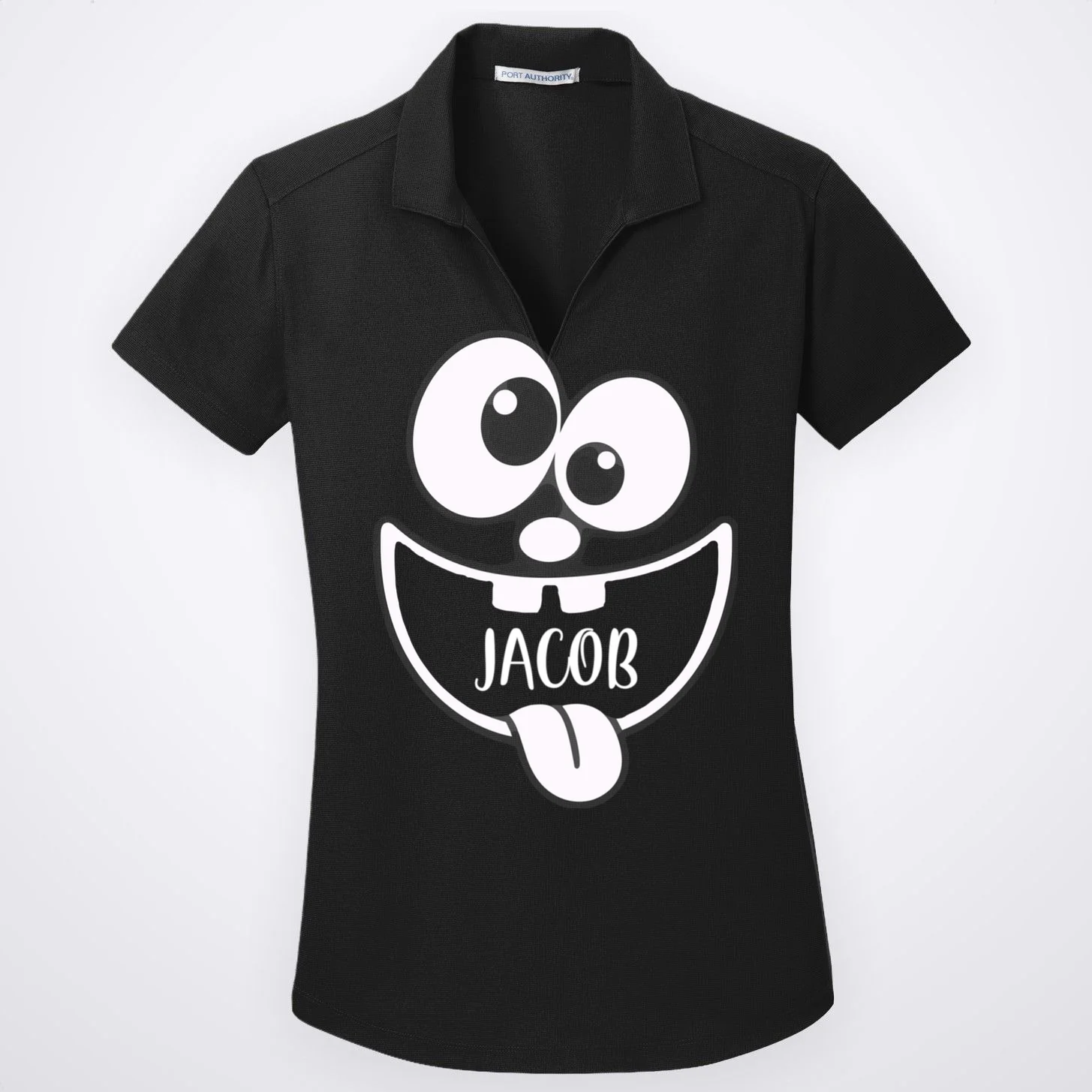 Halloween Monster Name Personalized Custom Gift - Cute Monster Face Custom Design Women's Polo Front
