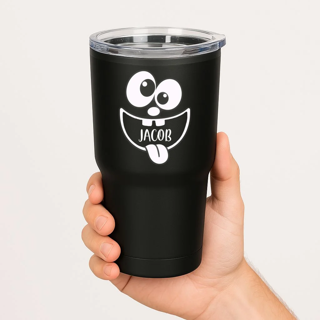 Halloween Monster Name Personalized Custom Gift - Cute Monster Face Custom Design 20oz Tumbler - Front 1