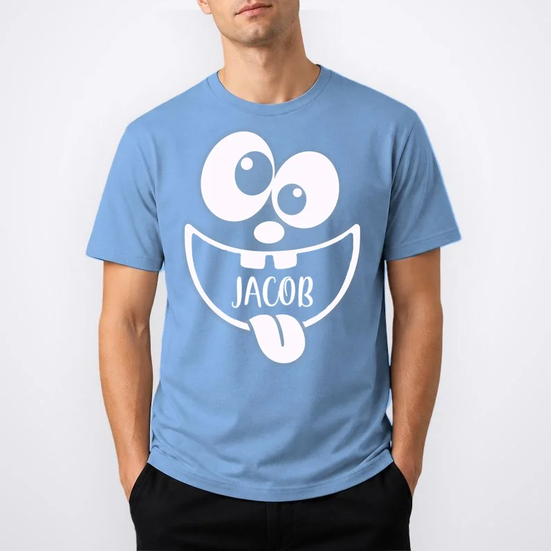 Halloween Monster Name Personalized Custom Gift - Cute Monster Face Custom Design Men's T-Shirt - Front 1