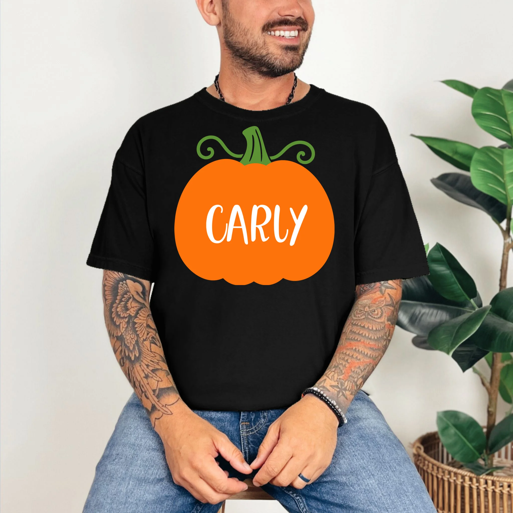 Halloween Pumpkin Custom Design - Personalized Fall Pumpkin Gift Comfort Colors Unisex T-Shirt - Front 2