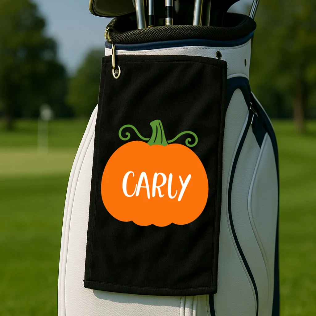 Halloween Pumpkin Custom Design - Personalized Fall Pumpkin Gift Golf Towel - Front 2