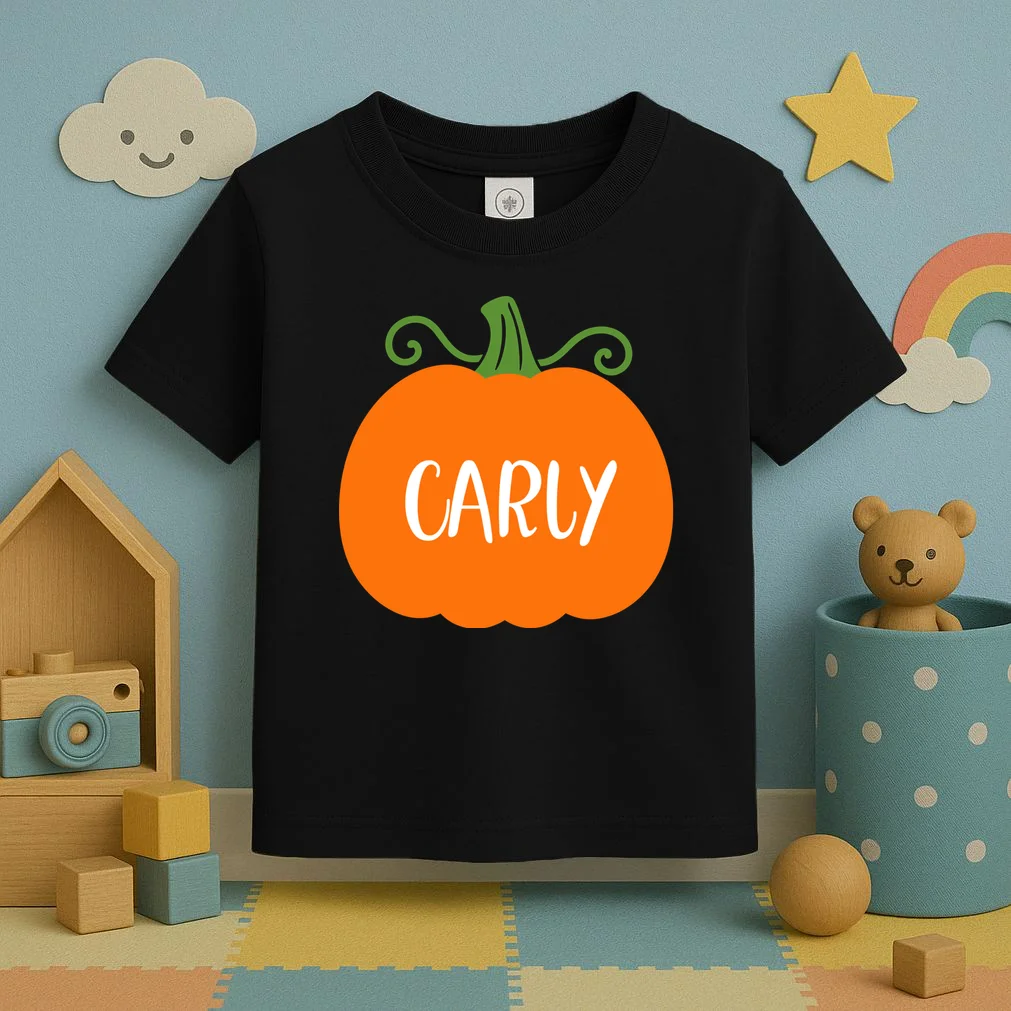 Halloween Pumpkin Custom Design - Personalized Fall Pumpkin Gift Toddler T-Shirt - Front 2