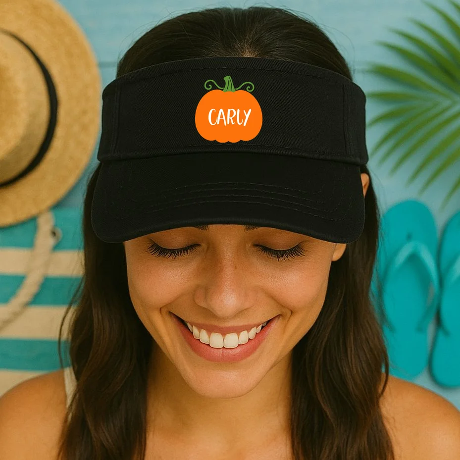 Halloween Pumpkin Custom Design - Personalized Fall Pumpkin Gift Visor - Front 1
