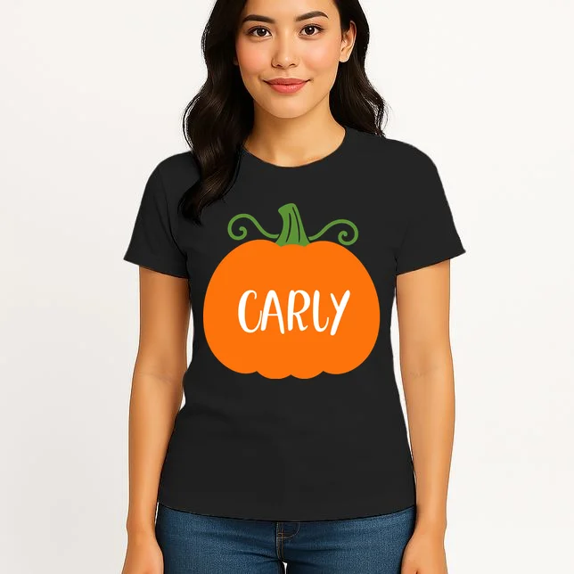 Halloween Pumpkin Custom Design - Personalized Fall Pumpkin Gift Women's T-Shirt - Front 3