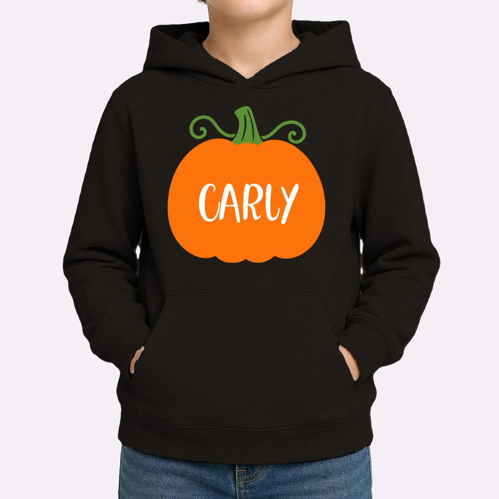 Halloween Pumpkin Custom Design - Personalized Fall Pumpkin Gift Kids Hoodie - Front 1