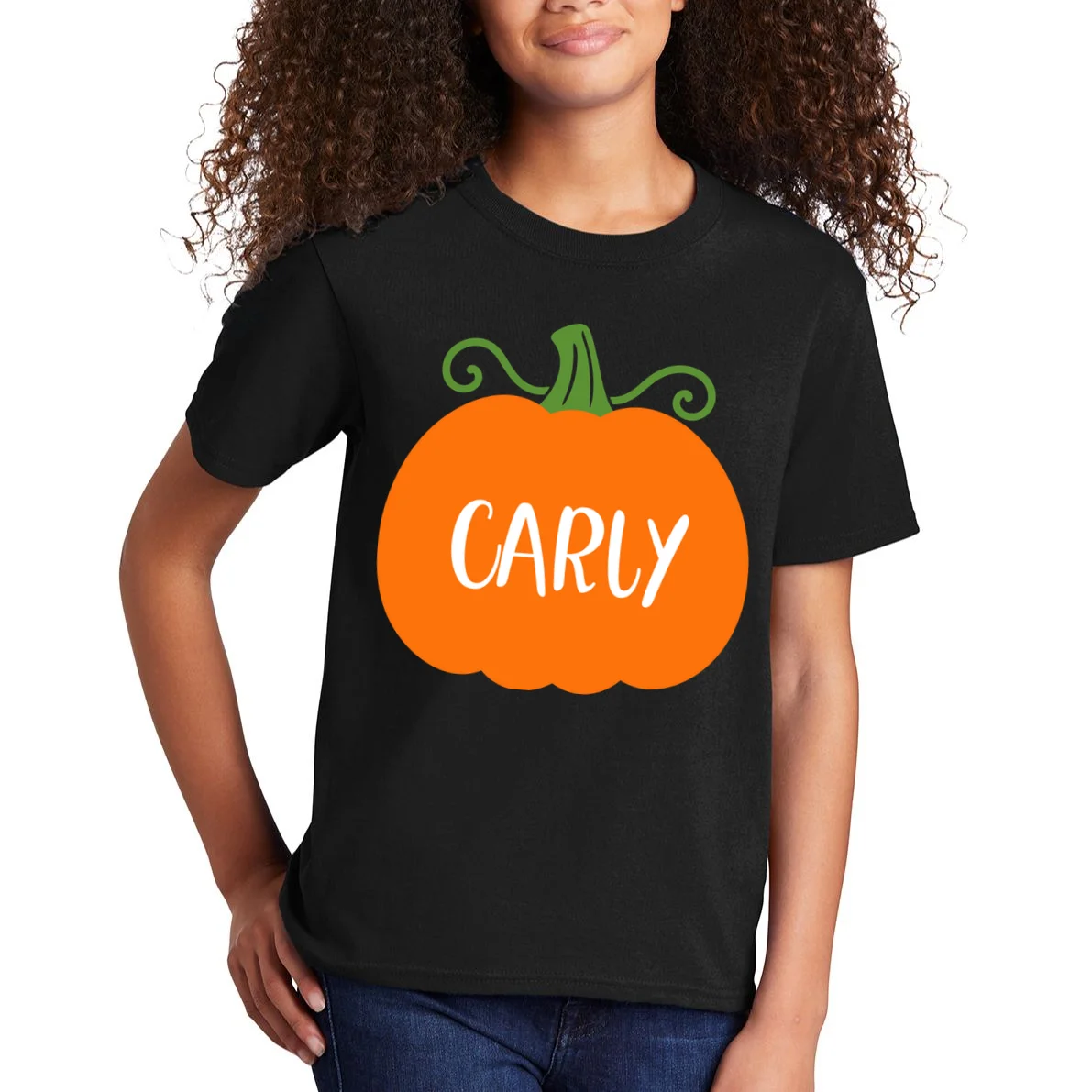 Halloween Pumpkin Custom Design - Personalized Fall Pumpkin Gift Kids T-Shirt - Front 1