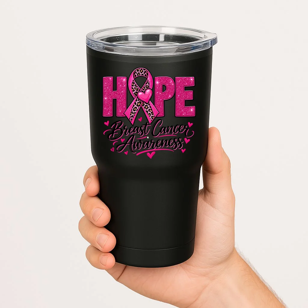 Hope – Pink Ribbon Breast Cancer Awareness Design 20oz Tumbler - Front 1