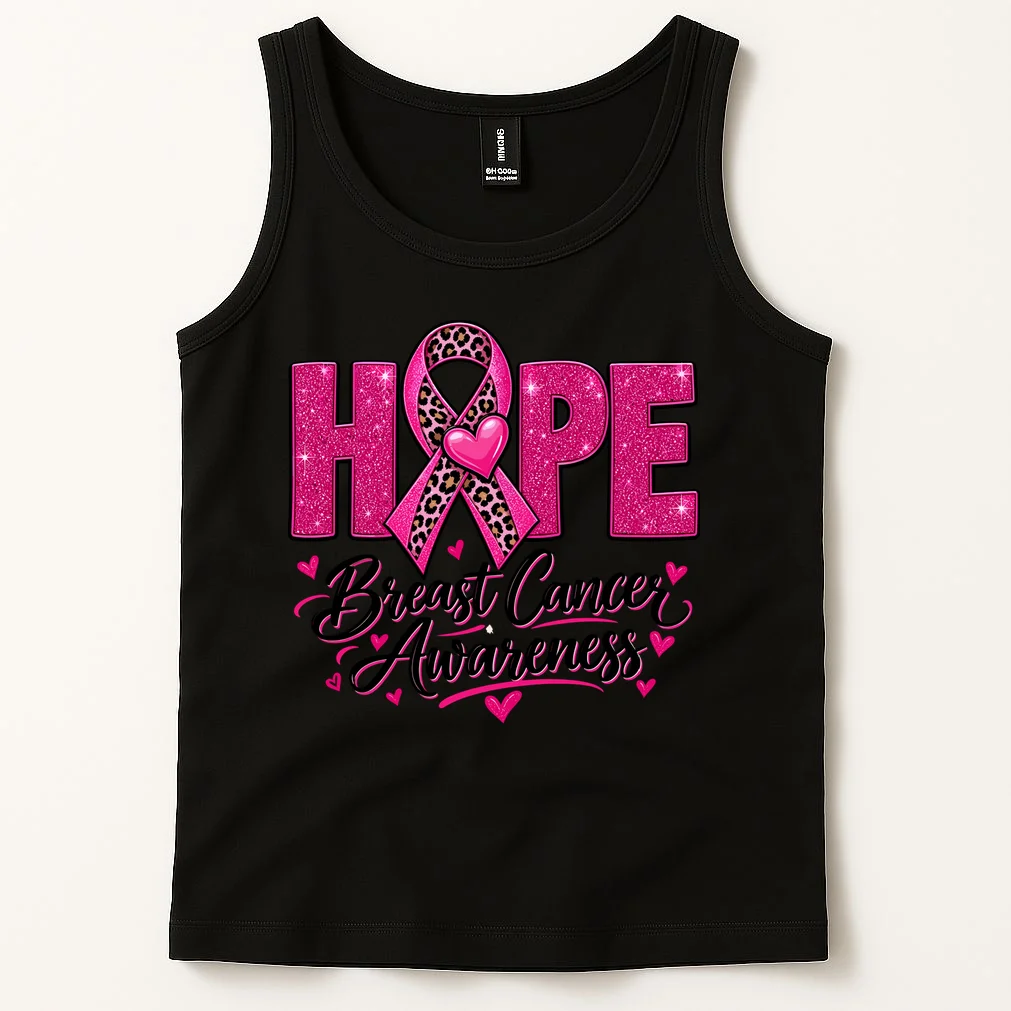Hope – Pink Ribbon Breast Cancer Awareness Design Men's Tank Top - Front 1