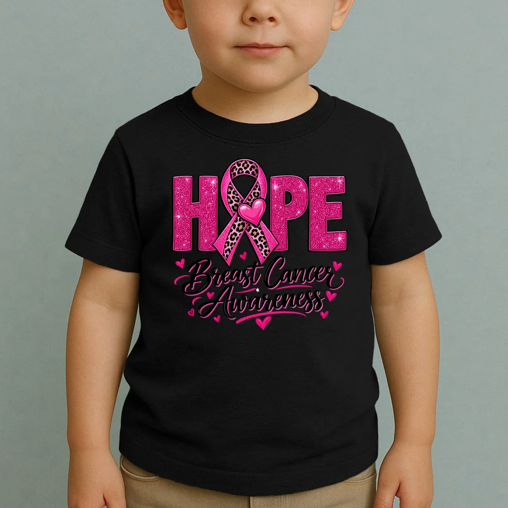Hope – Pink Ribbon Breast Cancer Awareness Design Toddler T-Shirt - Front 1