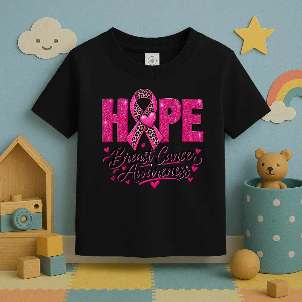 Hope – Pink Ribbon Breast Cancer Awareness Design Toddler T-Shirt - Front 2