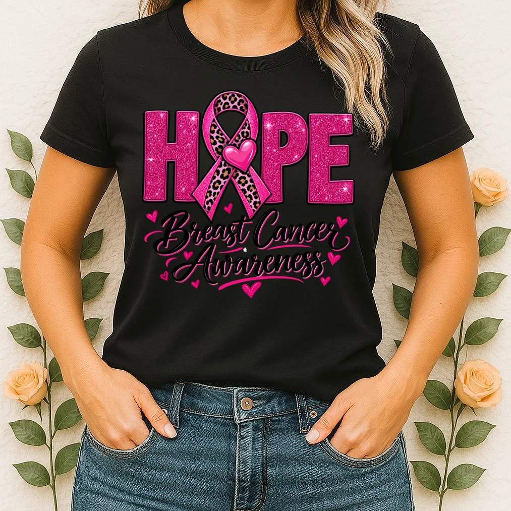 Hope – Pink Ribbon Breast Cancer Awareness Design Women's T-Shirt - Front 1
