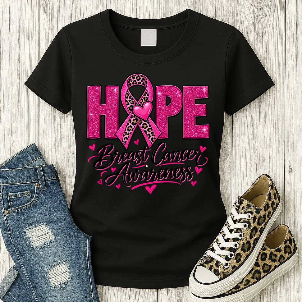 Hope – Pink Ribbon Breast Cancer Awareness Design Women's T-Shirt - Front 2