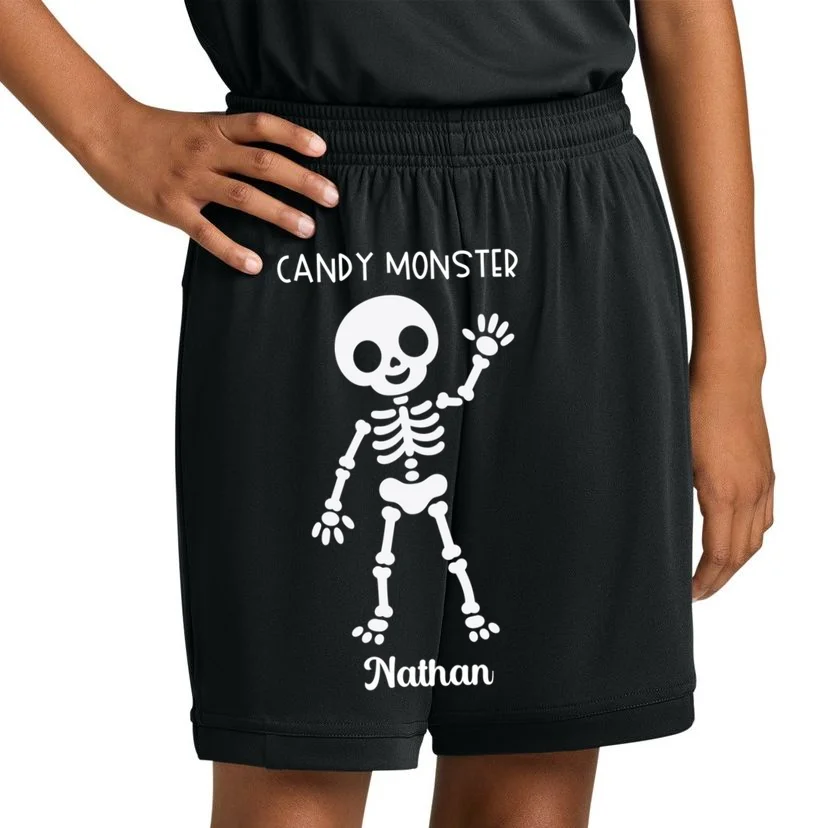 Halloween Skeleton Name Personalized Custom Gift - Candy Monster Custom Halloween Design Kids Shorts - Front 1