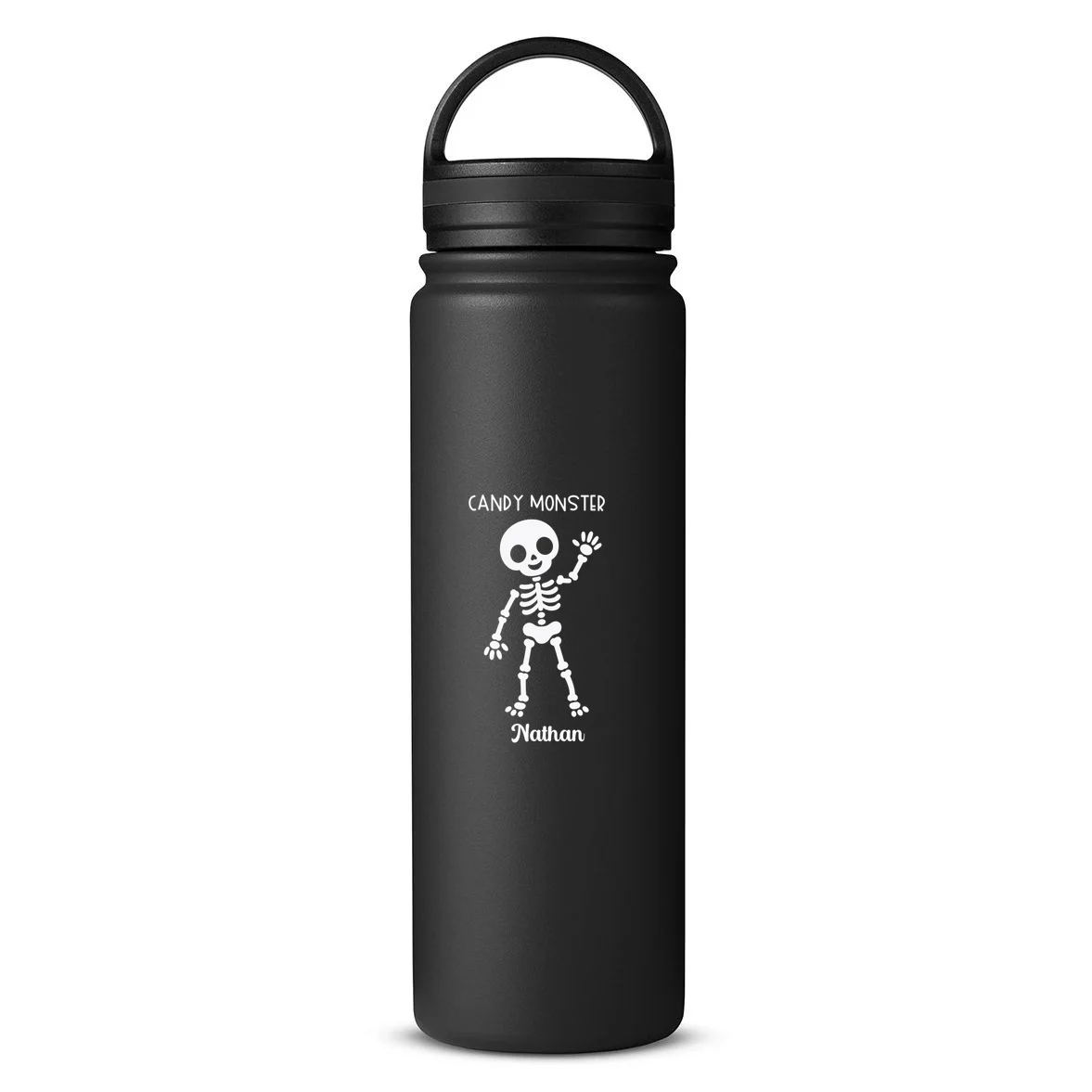 Halloween Skeleton Name Personalized Custom Gift - Candy Monster Custom Halloween Design 24oz Water Bottle Front